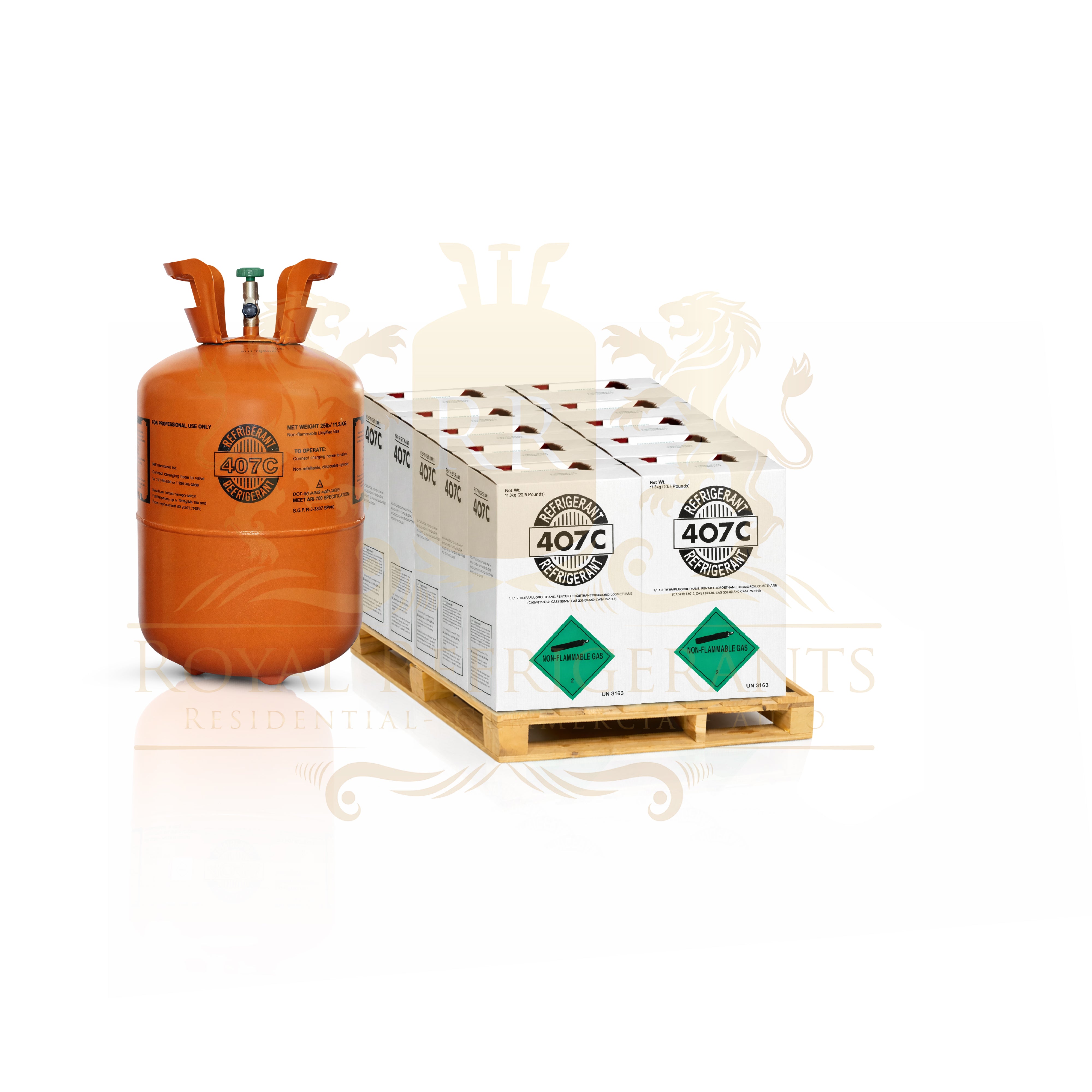 R-407C 25 lb Refrigerant New Factory Sealed Cylinder