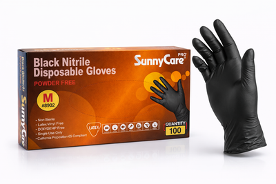 Black Nitrile Gloves Powder Free Medium – 5 Mil Disposable Exam Gloves, Powder Free, Box of 100