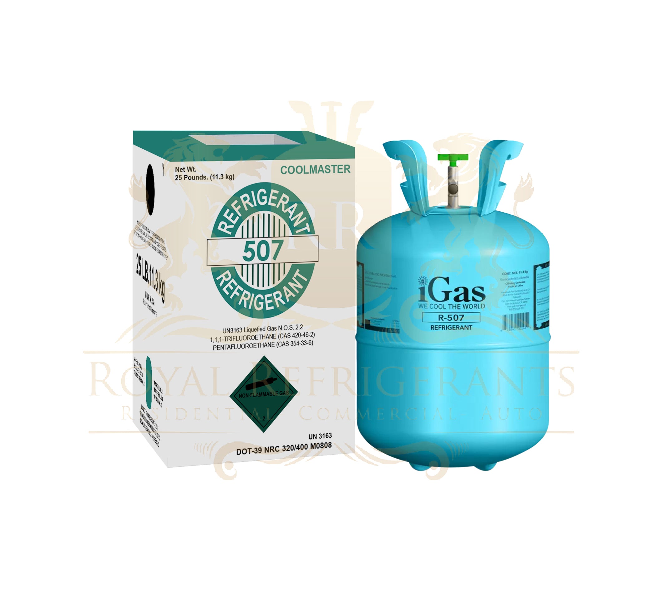 R-507 25 lb Refrigerant AMERICAN BRANDED New Factory Sealed Cylinder- USA Brand, High-Purity HVAC Refrigerant